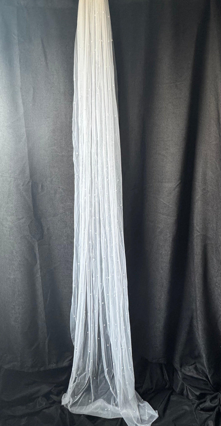 White Pearl Veil with Pearl Veil Weights